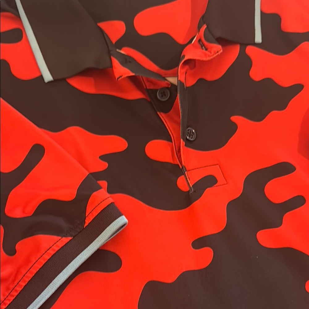 G/FORE Red and Black Camouflage Golf Polo - Picture 2 of 4